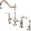 KINGSTON BRASS KS1278ALBS Heritage 8" Kitchen Faucet with Brass Sprayer, Satin Nickel