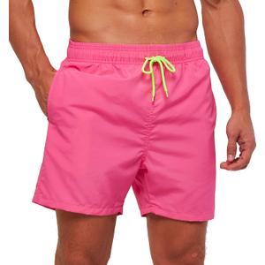 SILKWORLD Men's Swim Trunks Quick Dry Beach Shorts with Pockets (XX-Large, Pink)