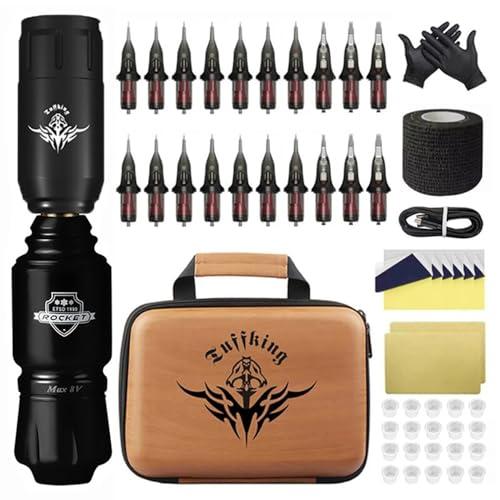 Wireless Rotary Tattoo Machine Set Mini Tattoo Pen Kit with Adjustable Voltage Short Pen Design and Type C Charging for Liner and Shader Tattoo Work,Black