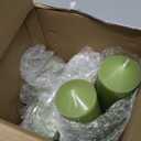 MTLEE 6 Pcs Pillar Candles 3 Set 2 in x 3, 6, 8 Inch Smokeless Dripless Unscented Pillar Candles Long Clean Wax for Wedding Dinner Party Spa Emergency Ceremony Home Decor (Green)