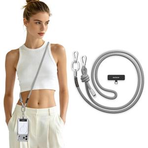 MAGEASY Universal Cell Phone Lanyard - Anti-Theft Thick Rope Crossbody Phone Strap for iPhone 17 Pro Max & Most Smartphones, for Men & Women | 8.3mm Gray