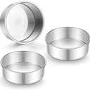 E-far 5 Inch Cake Pan Set of 3, Stainless Steel Small Round Baking Pans Tins for Layer Smash Birthday Cakes, Dishwasher & Oven Safe, Healthy & Non-toxic, Leak Proof & Mirror Polished