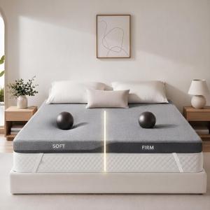 PERLECARE Dual Firmness Mattress Topper Full Size, 3 Inch Split Full Mattress Topper- Dual Zone Soft and Firm for Pressure Relief & Back Pain, Non-Slip & Removable, CertiPUR-US Certified
