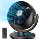 Dreo Fan for Bedroom, Desk Air Circulator Fan with Remote, 11 Inch Table Fans for Whole Room, 60ft Powerful Airflow, 120 Vertical Manual +90 Oscillating Fan, 4 Speeds, 8H Timer, Quiet Fan, Home (Black)