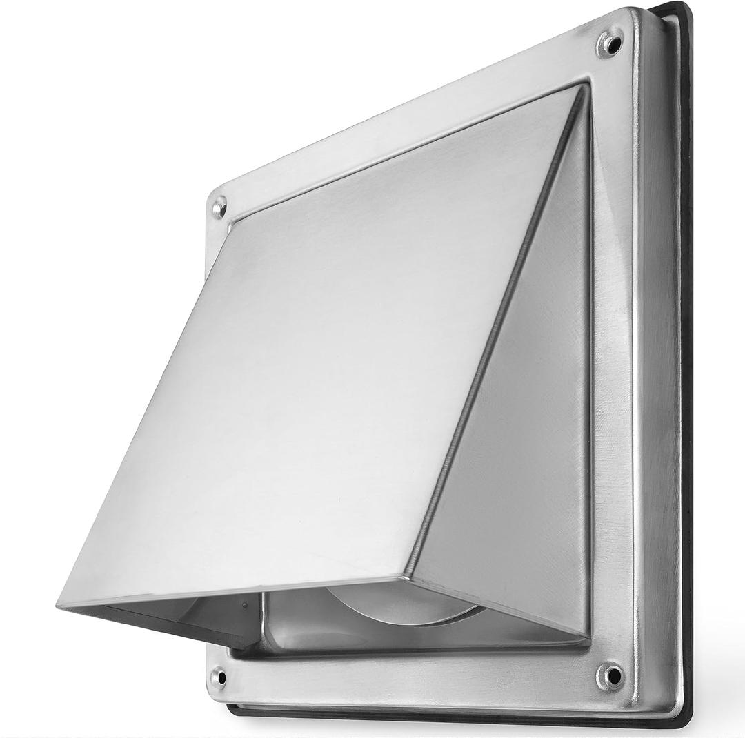 HWG 4" Outdoor Dryer Vent Cover  Stainless Steel Wall Vent Hood with Gravity Flap  Weatherproof Exterior Exhaust Fan Cover for Home & Commercial Use  Pest & Draft Protection