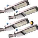 320W(350 X 1W LED) LED Parking Lot Lights Outdoor 48000lm(150LM/W) Dusk-to-Dawn 5000K Daylight Slipfitter Mount Commercial Area Street Lighting ETL Listed 6KV SPD -4Pack
