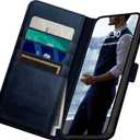 DuckSky compatible with Google Pixel 10 Pro XL 6.8" Genuine Leather Wallet caseRFID Blocking4 Credit Card HolderReal LeatherFlip Book Phone case Cover Women Men for Pixel 10 ProXL case Dark Blue
