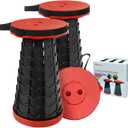 2PCS Upgraded Collapsible Stool Thickened Set, Portable Stool Folding Stools, Foldable Chair for Camping Fishing Hiking BBQ and Outdoor Activities - Max 400lbsRed