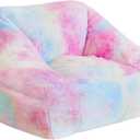 Cvortll Bean Bag Chairs for Kids, 27" Modern Rainbow Colors Beanbag Sofa with Sponge Filling & Comfy Soft Faux Fur, Kids Teens Bean Bags Chair Sofa for Bedroom, Living Room (Colorful)