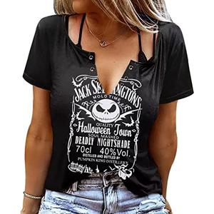 Halloween T Shirt Women Pumpkin King Shirts Face Characters Shirt Halloween Party Tshirt, XL