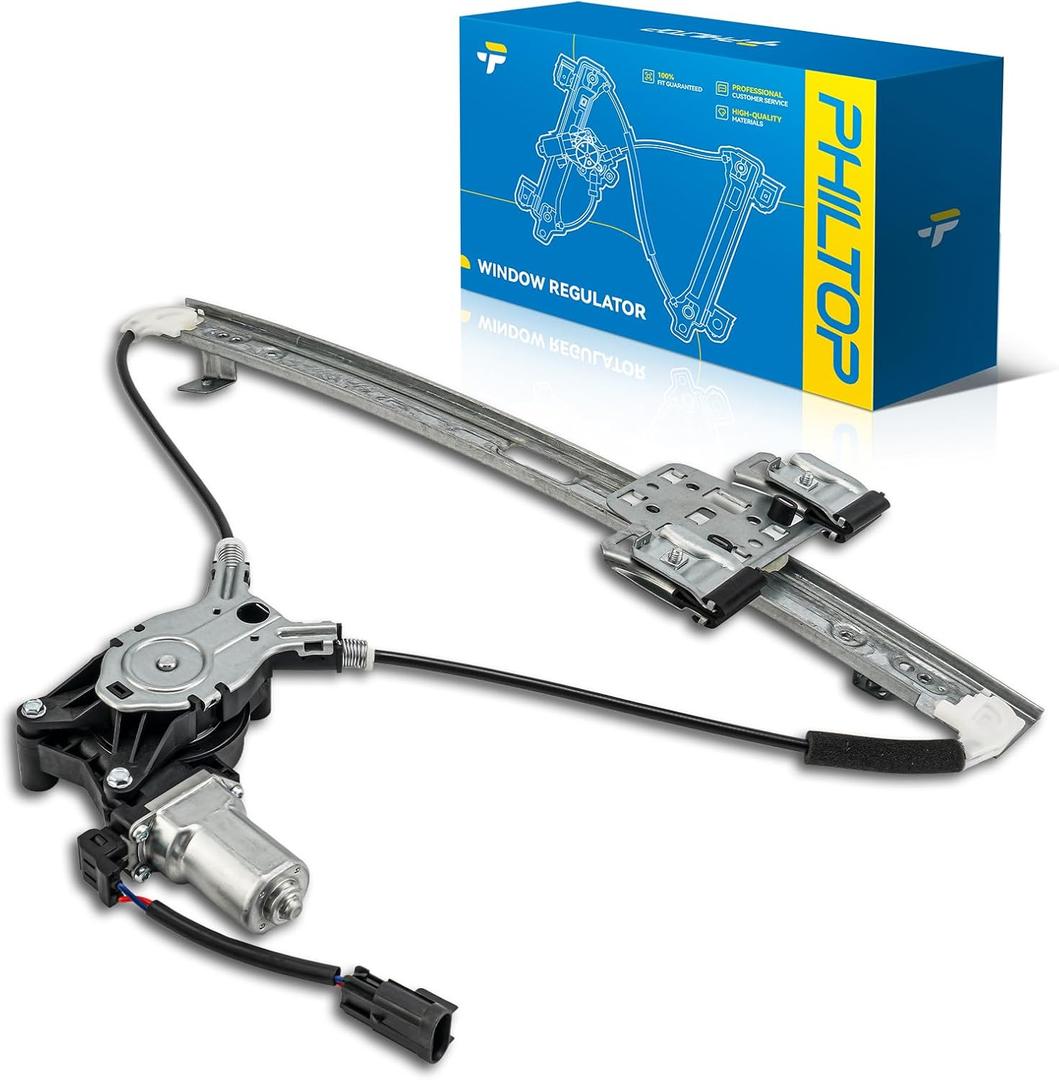 PHILTOP 748-115 Front Right Passenger Side Power Window Regulator with Motor Compatible with Dodge Dakota 2005-2010, Ram Dakota 2011, Mitsubishi Raider 2006-2009