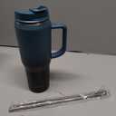 EALGRO 40 oz Insulated Water Bottle Jug with Straw and Handle, Large Metal Sport Water Flask, Stainless Steel Travel Coffee Mug Cup, Thermal Coffee Tumblers with Lid, Indigo Black