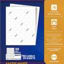Printable Round Labels, 1.25" Diameter, 750 Matte White Stickers, 25 Sheets, for Laser and Inkjet Printers