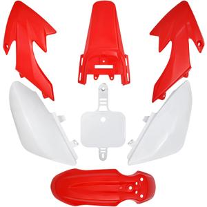 Kie CRF50 Plastic Kit XR50 Fender Kit Red White Fairing Fender Kit - Motorcycle Fender Fairing Body Work Kit Compatible with Honda CRF 50 XR 50 SDG SSR 107 110 125 Pit Dirt Bike