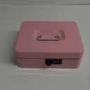 KYODOLED Medium Cash Box with Combination Lock Safe Metal Money Box with Money Tray for Security Lock Box 7.87x 6.30x 3.54Inch Pink Medium