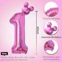 40 inch Hot Pink Number 1 Balloon & Mini Mouse Head Balloon 1st Birthday Party Decoration Balloons Cartoon Mouse Birthday Party Supplies Princess Birthday Party Decorations Supplies