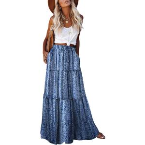 EARKOHA Womens Casual High Waist Tie Paisley Print Long Maxi Skirt with Pockets (Large, Blue Floral) EARKOHA Womens Casual High Waist Tie Paisley Print Long Maxi Skirt with Pockets (Large, Blue Floral)