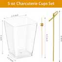 Zezzxu 50 Sets 5 oz Plastic Charcuterie Cups with 100 Sticks, Square Appetizer Cups with Cocktail Picks Mini Party Serving Cups for Fruit, Snack, Dessert