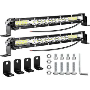 Light Bars for Trucks - 10Inch Ultra Slim LED Light Bar 12V 24V Spot Flood Combo Off Road Driving Fog Lights Waterproof Roof Bumper Lamp for Tractor ATV UTV Pickup Cart SUV (2 Pack)
