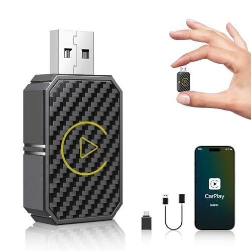 Mini Wireless CarPlay Adapter for Apple, Plug & Play Low Latency Converts Wired to Wireless CarPlay Dongle for iPhone iOS 10+, Connection Fast & Stable