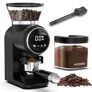 AYCHIRO Conical Burr Coffee Grinder, Coffee Beans Grinder with 30 Grinding Settings, Automatic Burr Mill Grinder for Home Use, Touchscreen, 2-12 Cups