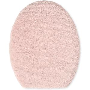 TOWN & COUNTRY EVERYDAY Ultra Plush Solid Tufted Toilet Lid Cover, Soft and Absorbent, Non-Slip Cover, Machine Washable, Blush, 18"x19"