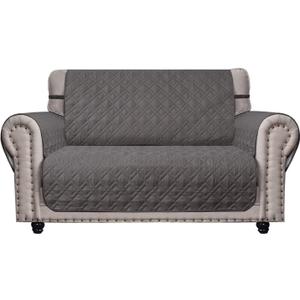 Ameritex Loveseat Cover Water-Resistant Quilted Furniture Protector with Back Nonslip Paws Slipcover for Dogs, Kids, Pets Loveseat Slipcover Stay in Place for Leather (54", Dark Grey)