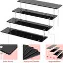 4 Tier Acrylic Display Risers, Black Perfume Organizer Stand, Large Cupcake Stand Holder, Dessert Display for Party, Display Shelf for Figure and Collection, Riser Stand for Decoration and Organizer