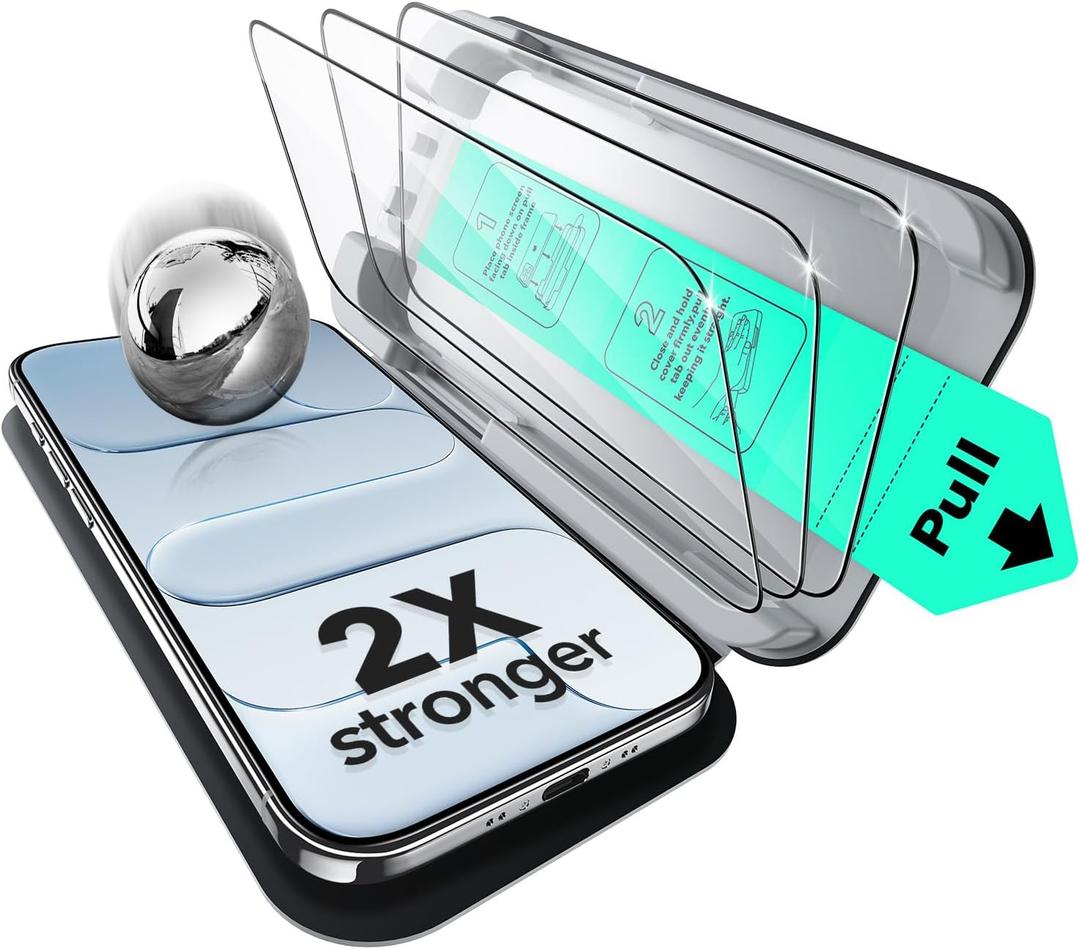 ESR 3 Pack for iPhone Air Screen Protector, Military-Grade Shatterproof, 9H Hardness, Full Coverage Tempered Glass for iPhone 17 Air with Ultra Fit Tray