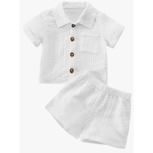 MA&BABY Baby Boys Clothes Set Toddler Infant Boys Button-down Shirt Tops + Cotton Gauze Shorts Summer Outfit 2PCS with Pockets, Size 6-12 mouths MA&BABY Baby Boys Clothes Set Toddler Infant Boys Button-down Shirt Tops + Cotton Gauze Shorts Summer Outfit 2PCS with Pockets, Size 6-12 mouths
