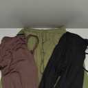 Huukeay 3 Pack Women's Capri Sweatpants Drawstring Lounge Capris Wide Leg Cropped Pants with Pockets Workout Yoga Joggers(Large, Army Green, Brown, Black)