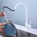 White Kitchen Faucet with Pull Out Sprayer, Copper Kitchen Faucet with Deck Plate