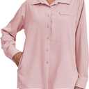 Pinspark Women's UPF 50+ Long Sleeve Quick Dry Outdoor Shirt with Pockets (Pink)