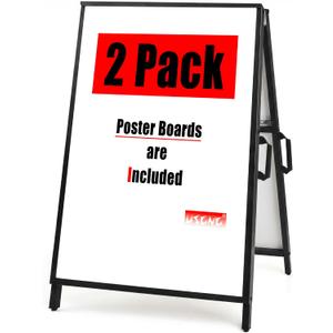 USCNC A Frame Sidewalk Sign 24x36 inches Sandwich Board Signs Outdoor Heavy Duty Double-Sided,including 2 Corrugated Boards 2 Anti-Glare for Business Indoor Outdoor (1PACK)