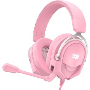 A88 Gaming Headset with Mic for Ps5, Pc, Xbox One Series X/s, Ps4, Switch, Stereo Wired Noise Cancelling Headphones with Microphone for Computer, Laptop, Mac, Nintendo, Games (Pink)