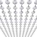 33ft K9 Glass Crystal Garland Strands - Hanging Chandelier Gem Bead Chain - 14mm Clear Octagon Prism Diamond String Decorations for Wedding Party Manzanita Centerpiece Christmas Tree