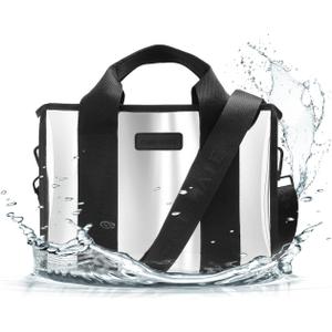 Case-Mate Silver Chrome Jelly Tote Bag (Medium Crossbody) - Lightweight Beach Bag with Crossbody Strap for Women - Waterproof, Tip-Proof, Foldable & Washable - Beach Tote for Pool, Travel & Vacation