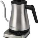 PantryPro Gooseneck Electric Kettle with Temperature Control, 34oz/1.0L Rapid Boil, Stainless Steel Interior, Auto Shut-Off, 1500W, Boil-Dry Protection, LED Indicator - Steel