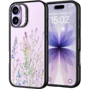 for iPhone 17 Case - [6.6 ft Military-Grade Drop Protection] [Anti-Peel Technology] Clear Black TPU Bumper Case with Cute Design (Foxtail Grass)