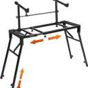 STRICH Dual Piano Keyboard Stand with 2nd Tier - Adjustable and Portable 2 Tier Music Stand for Synths and Electric Digital Keyboards - Fits 54 61 88 Key Pianos
