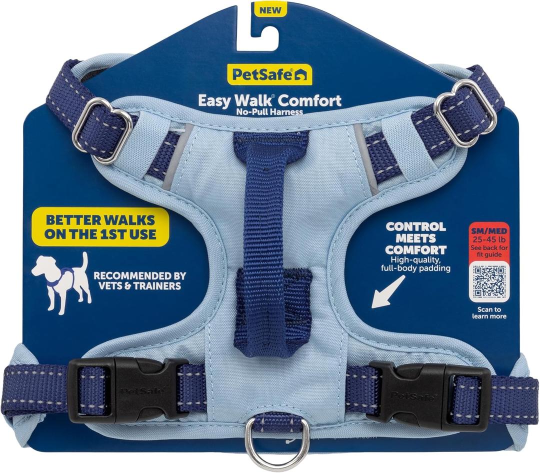 PetSafe Easy Walk Comfort No-Pull Dog Harness - Better Walk Training Harness - Full Body Padded Design - Durable Fabric - 5 Point Adjustable Fit - Everyday Leash Training - Blue - X-Small