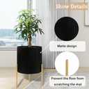 ARNIS Modern Plant Pots, Set of 2 Round Large Planters with Stand, Large Size Metal Pots with Drainage Holes for Living Room, Office, Garden or Balcony, 10.5 &12.25 Inch, Black & Gold
