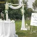 Wedding Arch Flowers, Artificial Flowers for Decoration, 2pcs Flower Swag and 1 pcs Semi-Sheer Chiffon Table Runner Swag for Beautiful Dream Wedding Ceremony Floral Decor - Pack of 3 (Pure White & Ivory White)