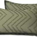 Nanko 2 Pack Standard Size Pillow Shams Set, Olive Green Boho Tufted Soft Microfiber PillowcasesModern Farmhouse Pillowshams for Men and Woman 20 x 26 Inch (Standard 20"x26", Dark Green Tufted)