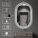 TheiaMo 36"x24" Oval LED Bathroom Mirror, Black Metal Frame Lighted Mirror
