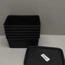 AREYZIN Storage Bins Plastic Storage Baskets With Lid Small Baskets for Organizing Stackable Storage Container Organizer Bins for Shelves Drawers Desktop Playroom Classroom Office, 6 Pack,Black