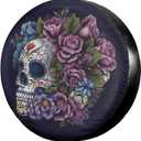 Spare Tire Cover with Backup Camera Hole Sugar Skull Wheel Covers Waterproof Dust-Proof UV Sun Universal Fit