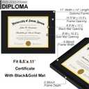 Fxojyvo Black 11 x 14 Diploma Frame Set of 3, Display Document 8.5x11 with Mat or 11x14 Without Mat, Certificate Frame with Black&Gold Mat for Masters Associates Bachelor Degree - 3 Packs