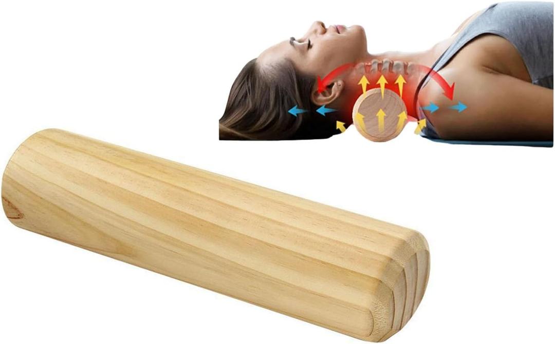 Wooden Neck Pillow - Korean Wooden Pillow, Hand Polished Solid Wood, Ergonomic Design, for Neck and Back Pain Relief, and Relaxation (11.8 inch x 3.1 inch)