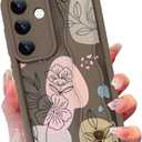 Silicone Case for Samsung Galaxy S25 Plus with Strap, Cute Flower Floral Phone Case for Girl Women, Adjustable Finger Strap Shockproof Protective Cover, Brown Flowers
